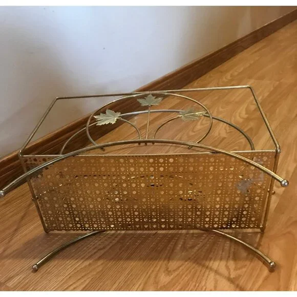 Magazine Rack With Maple Leaf Design Vintage Sturdy 15" MCM Elegant Timeless - Picture 10 of 12